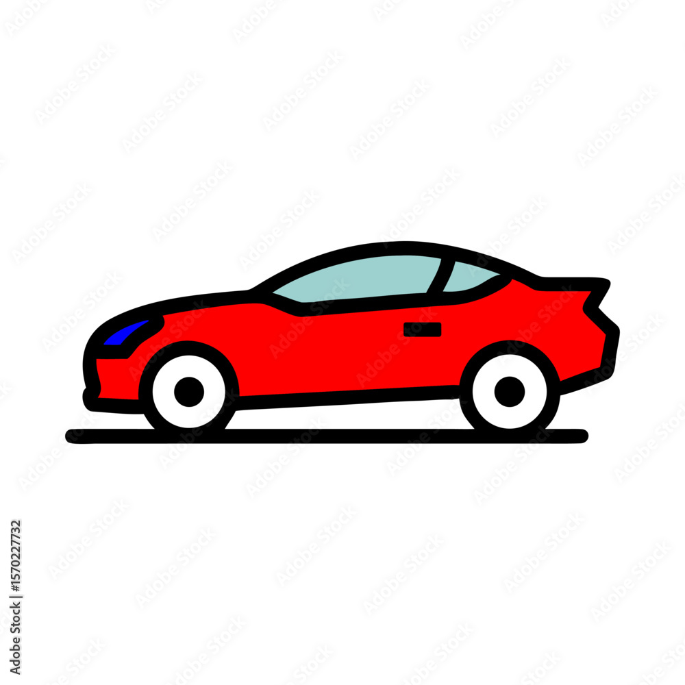 Fototapeta premium Red sport car. Modern vehicle icon. Fast automobile vector. Coupe transport illustration.