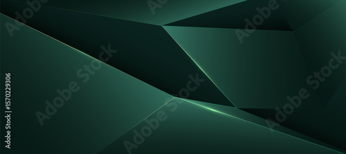 Modern Abstract Green Geometric Background with Light Lines