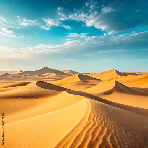 Fototapeta Naklejka Na Ścianę i Meble -   desert sand dunes arid landscape golden sand 