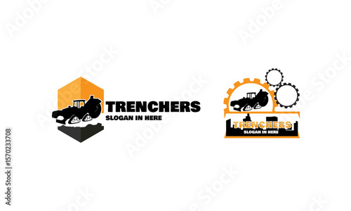 Construction Vehicle logo designs vector, Trencher Logo