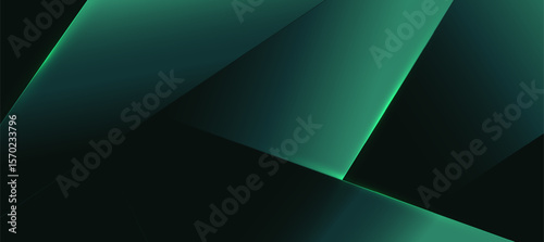 Modern abstract luxury banner, abstract green and black polygon elegant background vector for branding presentation or product ads bg
