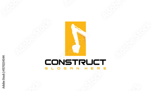 Simple Excavator logo, Construction Vehicle logo designs vector,