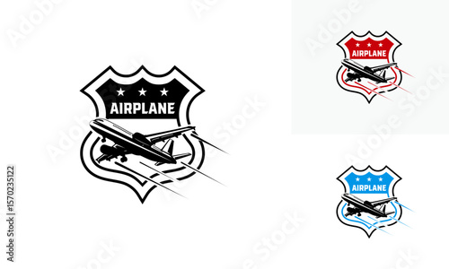 Airplane logo Designs Badge, flying club Logo template, airlines icon