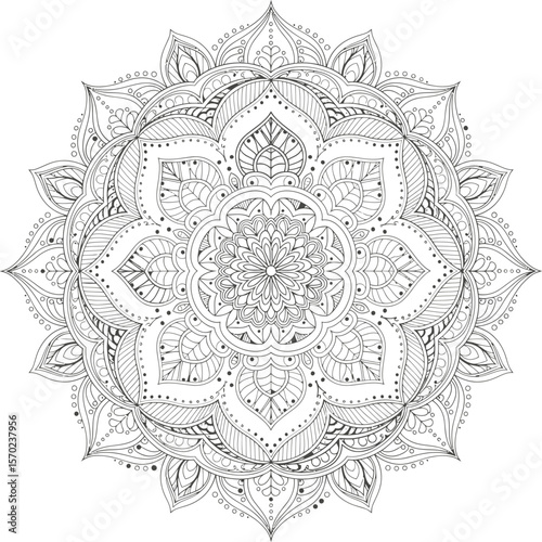 Isolated Mandala Vector - Vintage Monochrome Decorative Element