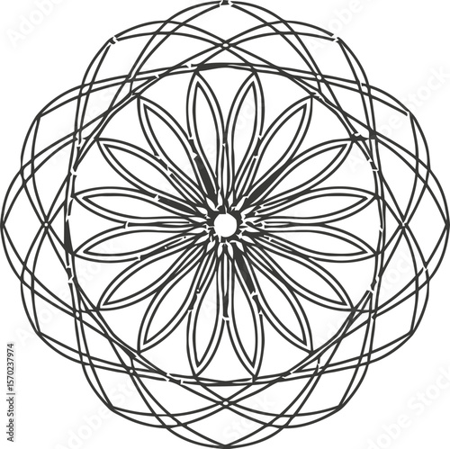Lotus Flower Mandala Coloring Page - Vector Illustration