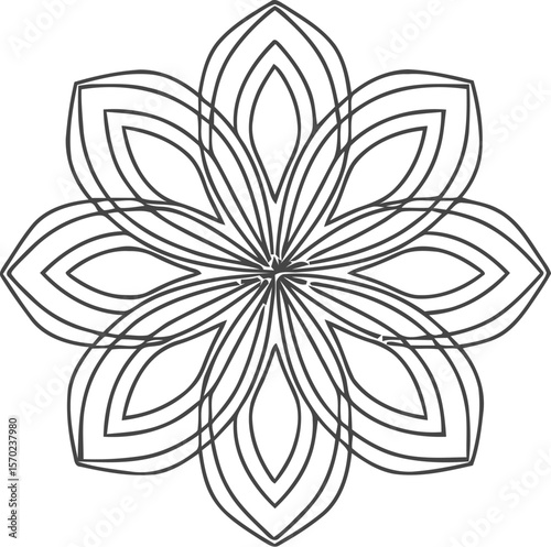 Lotus Flower Mandala Coloring Page - Vector Illustration