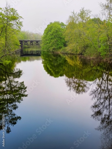 Mechanic Falls, Maine, Reflection, Spring, placid, 