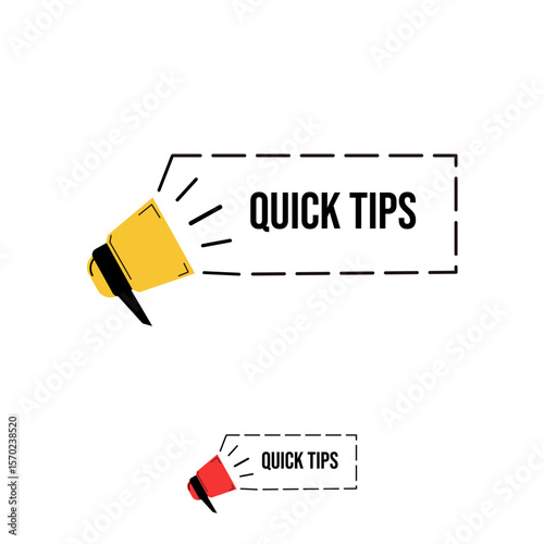 Quick tips with lightbulb, helpful tricks vector logos, emblems and banners vector set isolated. Helpful idea, solution and trick illustration
