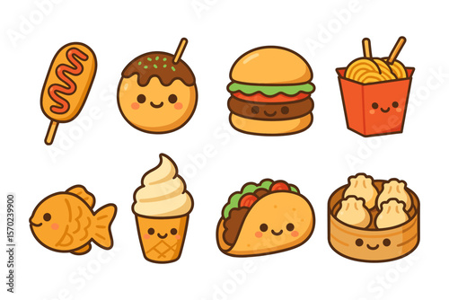 Cute food characters vector illustration for kids' design in flat style