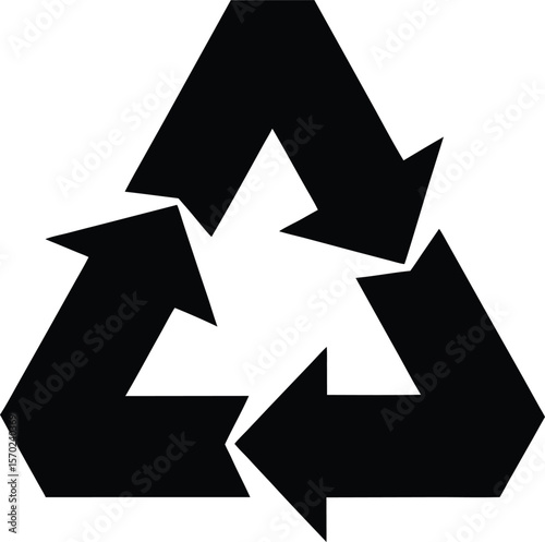 Black recycling symbol with three chasing arrows on a white background.