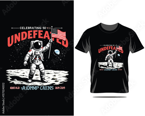 Astronaut on the Moon Celebrating 50 Years T Shirt Design