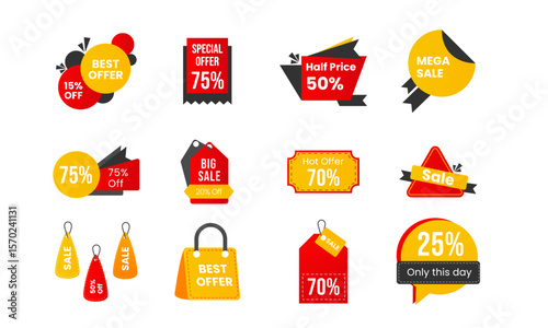 Set of Best sale offer banners. Discounts price deal stickers. Special offer bubble. Promotion sale tag coupons. Quiz bubble banner. Best discount deal sticker templates. Promotion Ad labels