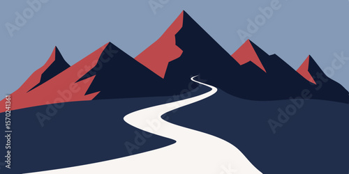 Serene Mountain Vista Winding Road to Tranquil Peaks