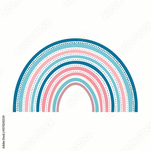 a single vector icon of a minimalist pastel very long rainbow with soft, rounded
