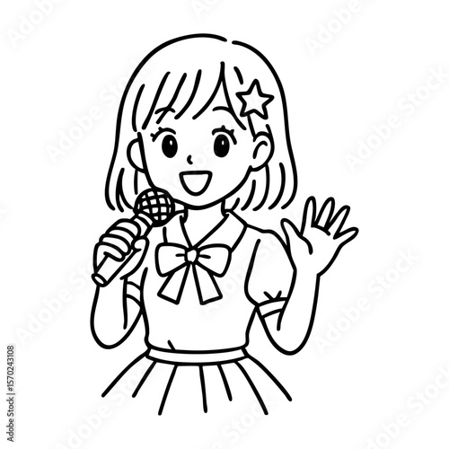 アイドル　線画　手書き