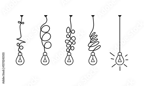 Idea concept, creative of simplifying complex process lightbulb, bulb sign, innovations, untangled of problem. Keep it simple business concept for project management, marketing, creativity