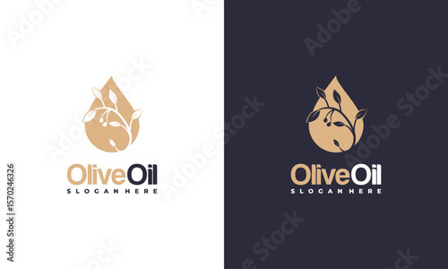 Dripping Olive Oil Logo designs concept vector