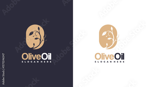 Dripping Olive Oil Logo designs concept vector