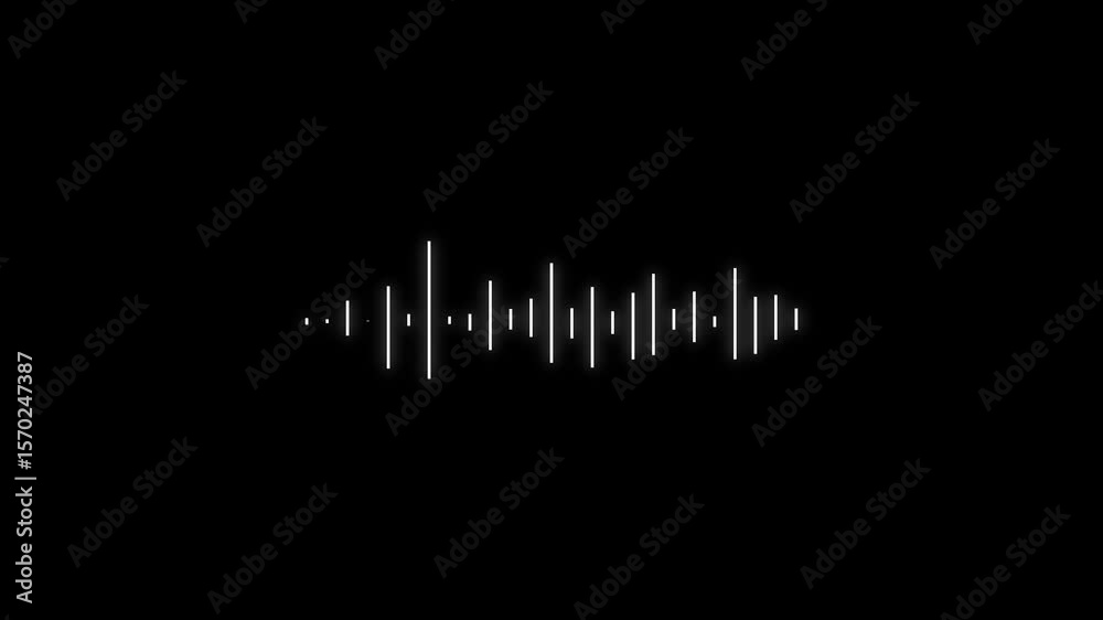 Sound Wave Animated In White Background. White audio waveform spectrum animation, Visualization sound graphic element. audio visualizer screen background. audio spectrum form.black audio.4k
