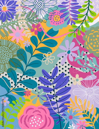 Wallpaper Mural Design banner frame background with beautiful. Background for design. Colorful background with tropical plants. Torontodigital.ca