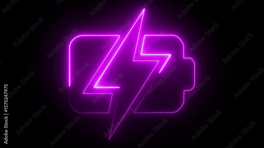 Neon battery charging icon animation on the black background. Glowing battery fast charging. Neon Bolt icon Animation. Flash neon sign. Lighting strike flash animation.glowing neon battery charging. Neon battery charging icon animation on the black background. Glowing battery fast charging. Neon Bolt icon Animation. Flash neon sign. Lighting strike flash animation.glowing neon battery charging.