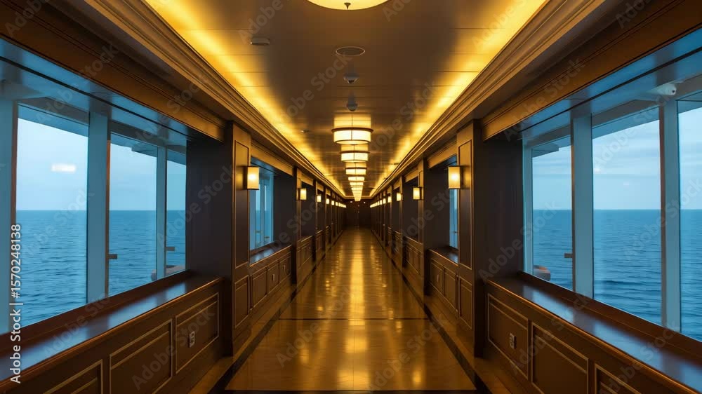 custom made wallpaper toronto digitalGrand cruise hallway with warm golden chandeliers, high-end luxury feel
