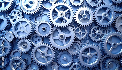 Wallpaper Mural Abstract Interlocked Gears In Blue Torontodigital.ca