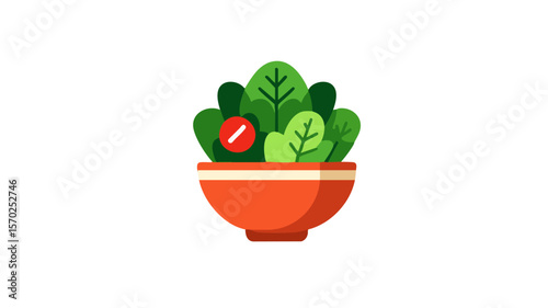 Healthy salad bowl illustration for diet and nutrition with fresh green vegetables and healthy food concept