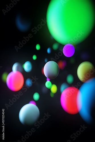 Colorful spheres in a dark background.