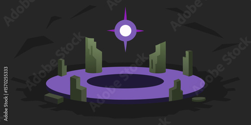 Vector illustration of a burning candle with a silhouette urban skyline at night