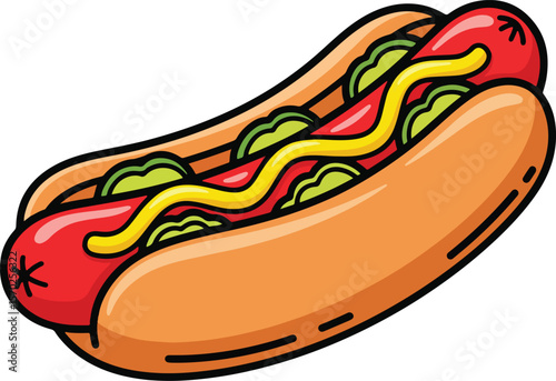 Classic Hot Dog with Mustard Relish Fast Food