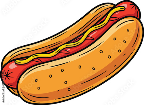 Happy Hot Dog Cartoon Character Fun Fast Food.