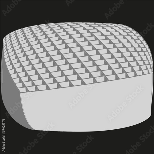 Grey textured dome. Abstract geometric structure. Patterned surface object. Vector spherical form.