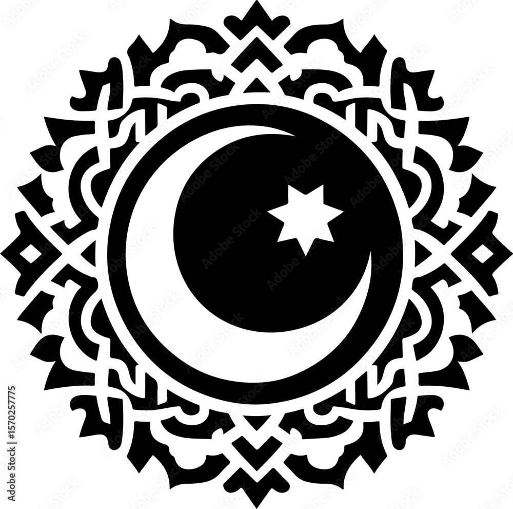 Obraz premium vector illustration silhouette icon logo religious symbol muslim