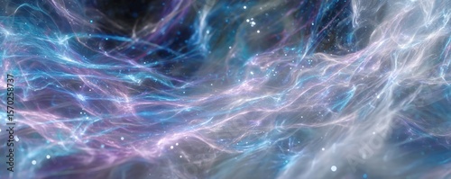 A cosmic cloudscape with swirling blues purples and whites creating a dreamy ethereal atmosphere view