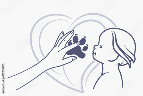 Dog and Baby Handprint Silhouette Bundle — Paws & Hands Together for Nursery Gifts, Baby Milestones, and Pet-Lover Keepsake
