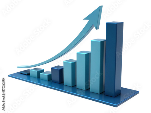 Free Download A blue bar graph showing an upward trend with an arrow pointing towards the top right corner created with generated ai - GFXLoad