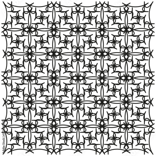 Intricate lattice pattern. Symmetric cross grid. Detailed repeat Vector. Ornamental square tile.
