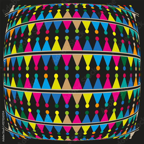 Colorful triangle pattern. Geometric pyramid shapes. Abstract vibrant texture. Vector modern background.