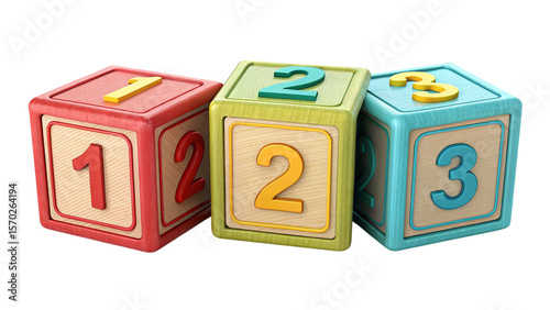 Three colorful wooden blocks showing the numbers one two and three in a playful arrangement created with generated ai