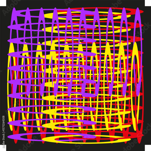 Abstract distorted lines. Colorful chaotic pattern. Vibrant digital wave. Vector modern texture.