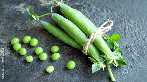 fresh green peas in pod