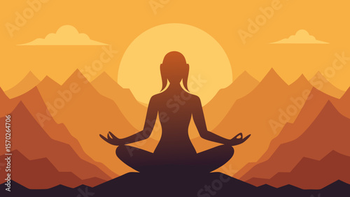 silhouette of a woman meditating