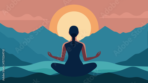 silhouette of yoga woman