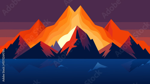 sunset over mountains
