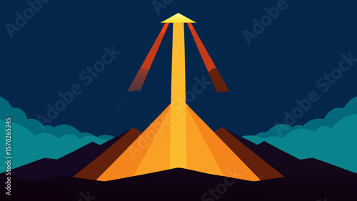 volcano with clouds