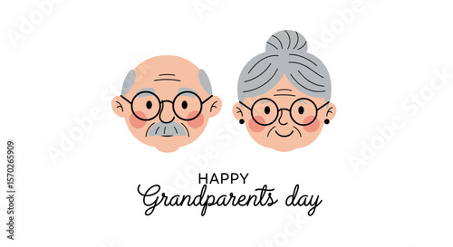 Illustration of a grandpa and grandma for happy grandparents day card