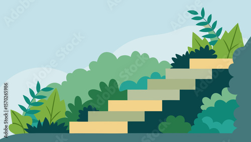 Steps to Success Climbing the Ladder of Achievement in a Lush Garden Setting