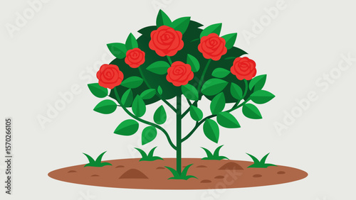 Vibrant Red Roses Bush A Stunning Floral Illustration