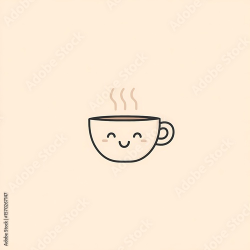 Cute cartoon coffee cup with steam.